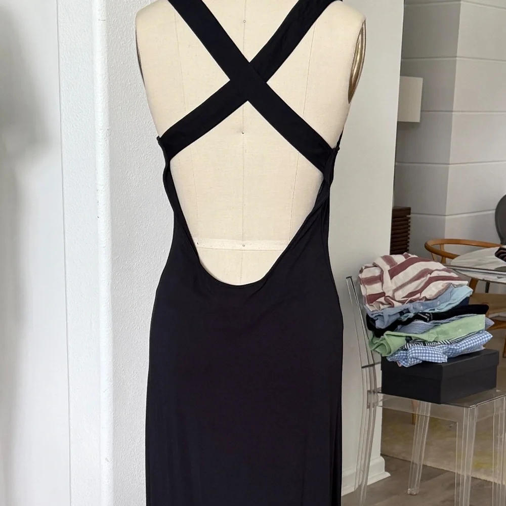 MICHAEL MICHAEL KORS Black Jersey Halter-neck Front Slit Maxi Dress Size Small‎
